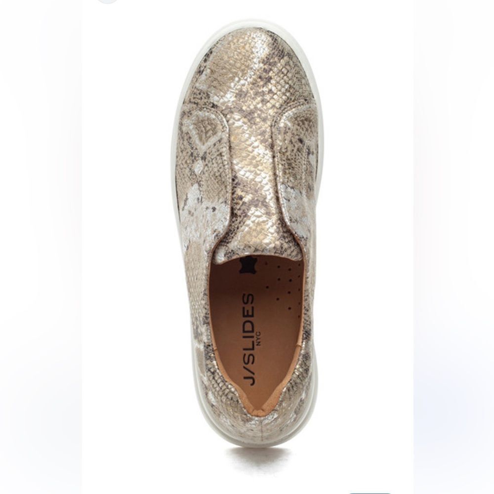J/Slides Noel Sneaker Natural Snake Embosseded Shoes 6.5